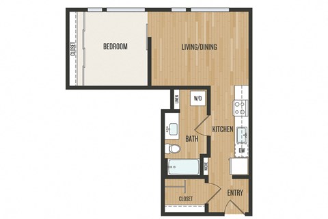 1 Bedroom A4 Floor Plan – Aura Burnside